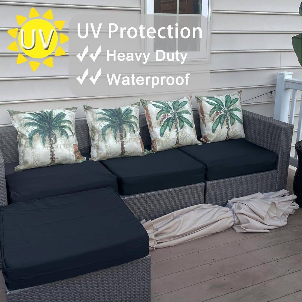 Oslimea 4 Pack Outdoor Cushion Covers Black