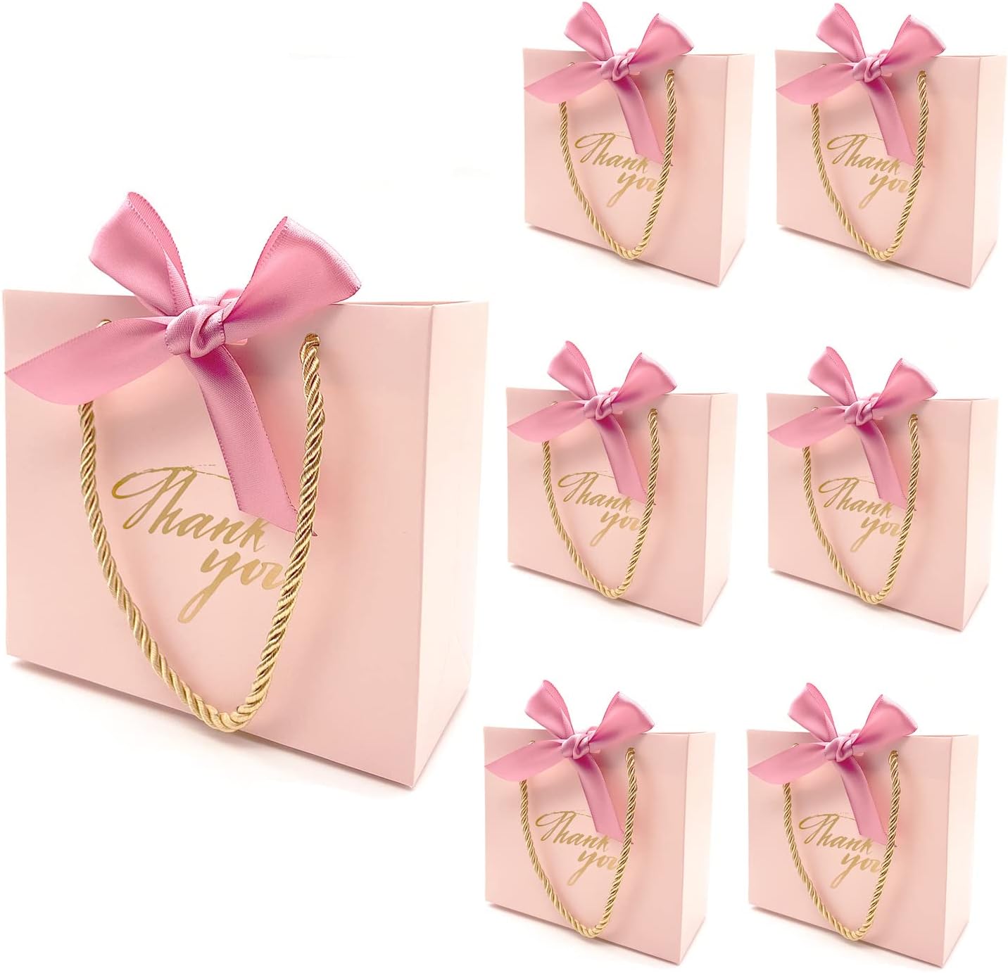 TKSBAG 20 Pack Pink Mini Gift Bags With Handles