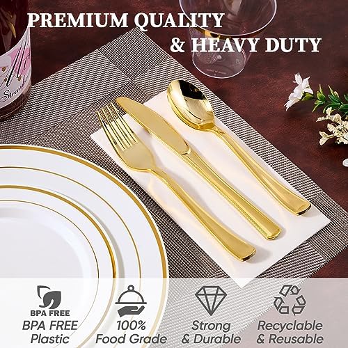 FOCUSLINE 600 Ct Gold Dinnerware Set for 100 Guests