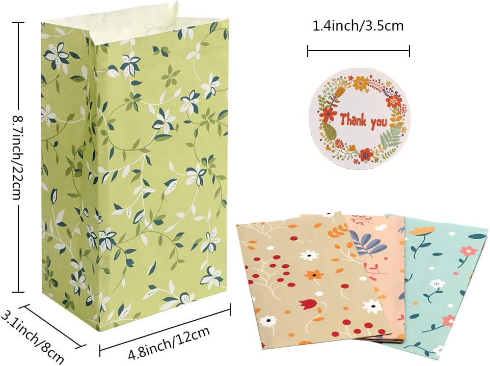 OurWarm 48Pcs Floral Gift Bags for Party Decorations