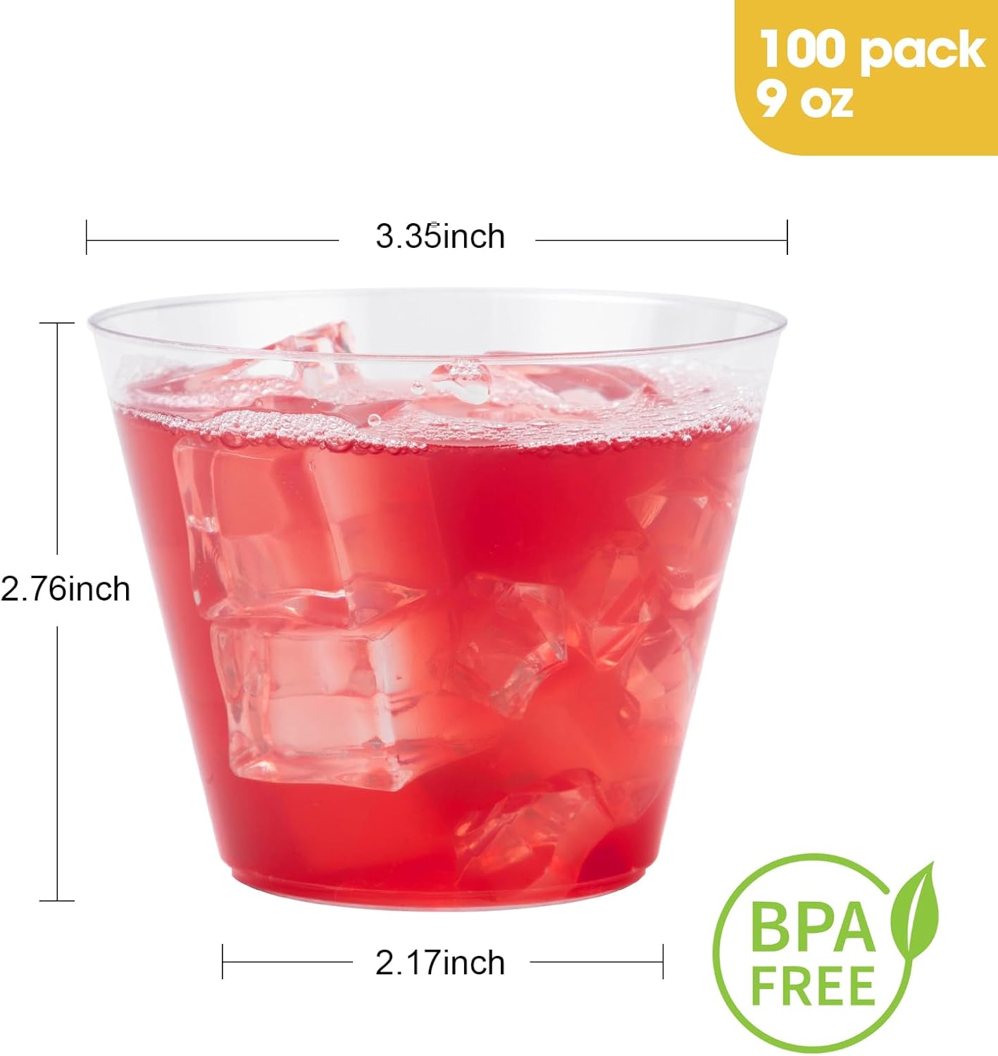Goodluck 100PCS 9oz Clear Plastic Cups for Parties