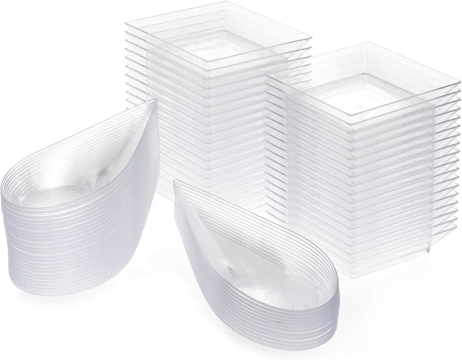 Juvale 72-Piece Mini Appetizer Set - Clear Plastic Plates and Tear Drop Spoons