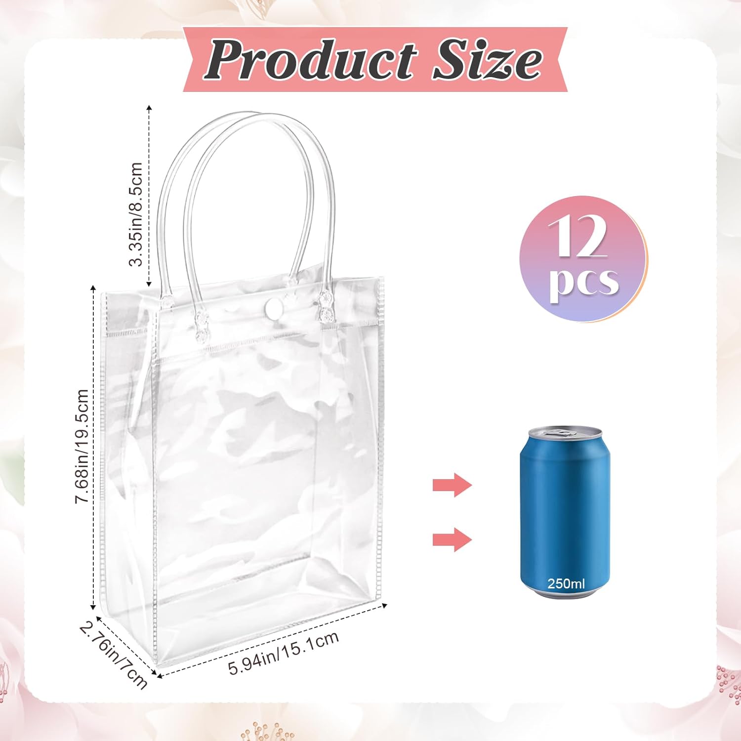 WhizToys 12PCS Clear Gift Bags With Handles