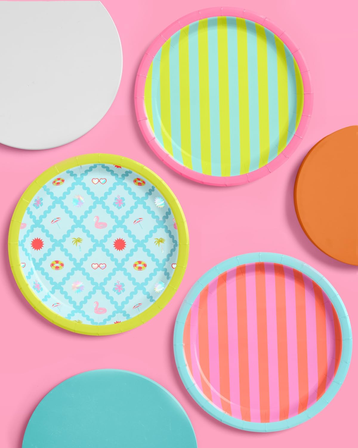 XO Fetti Pool Party Paper Plates 3 Designs 24 Pcs