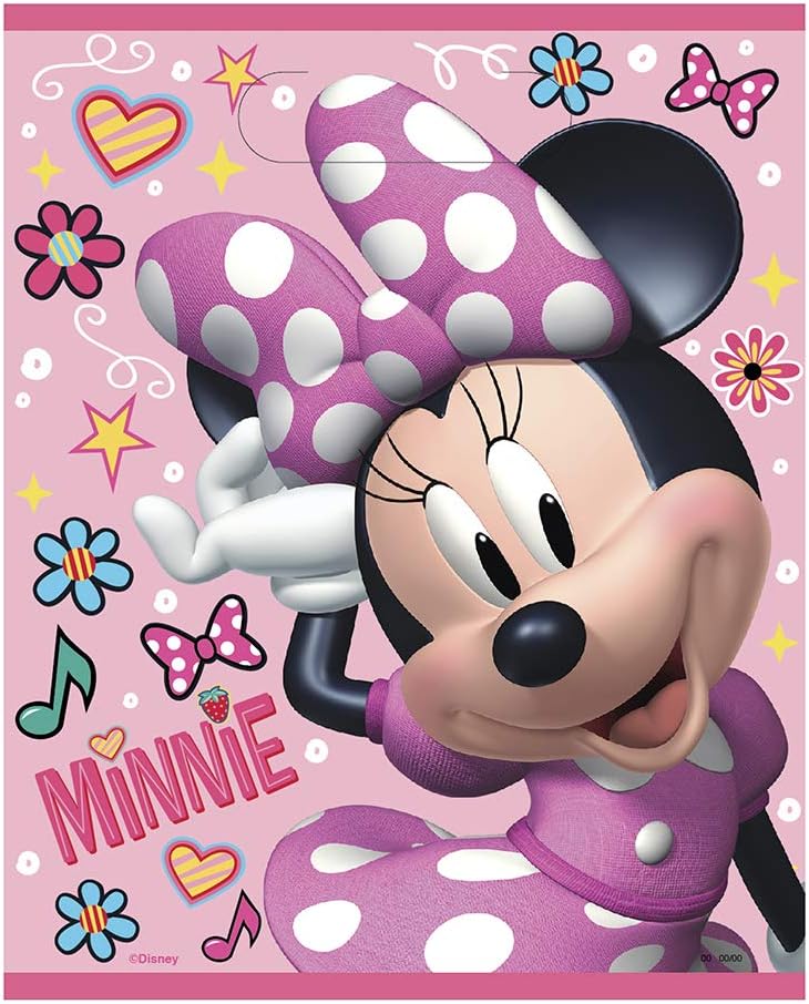 Unique Iconic Minnie Mouse Plastic Party Bags - 8 Pcs
