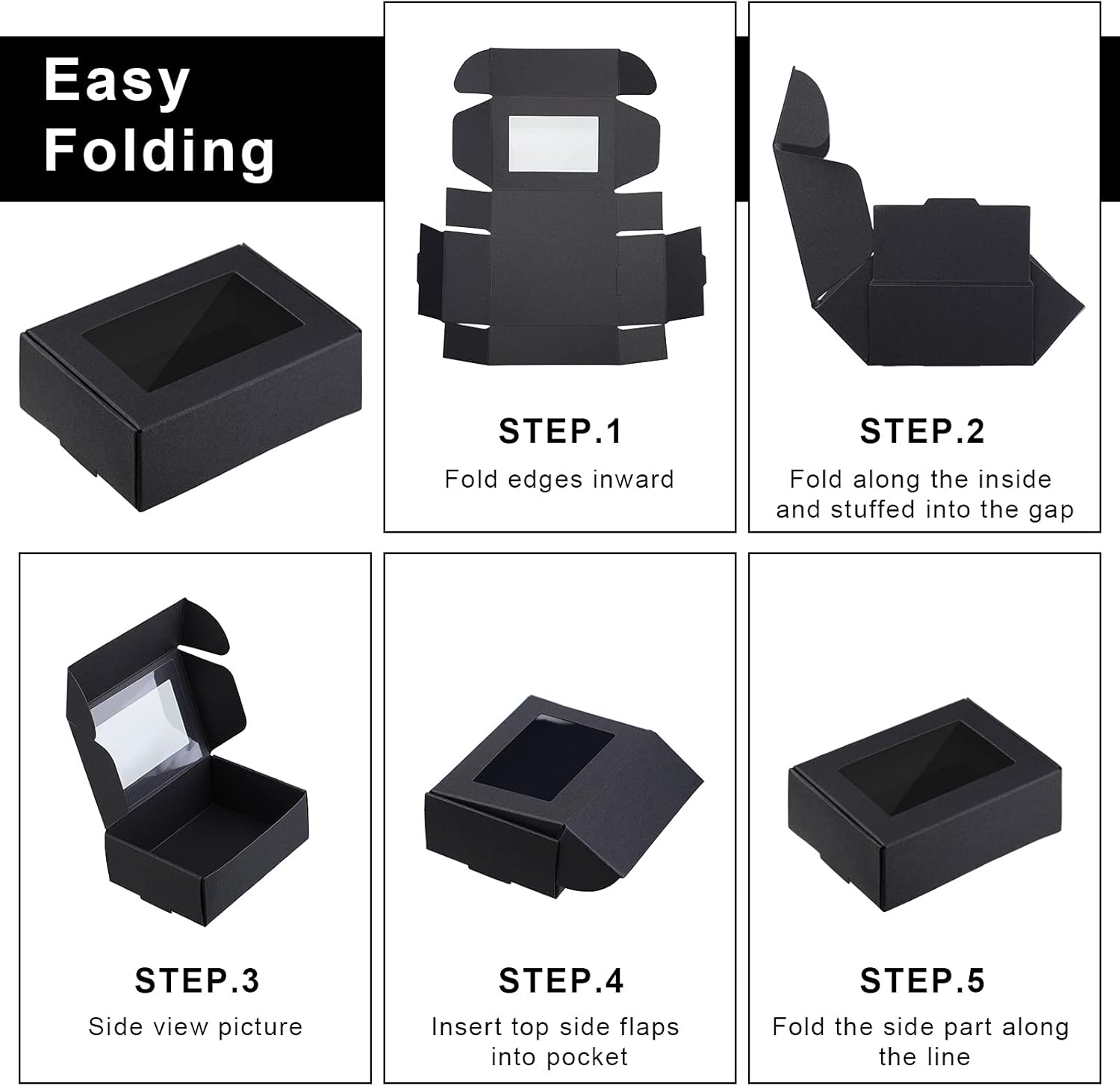 Zonon 30 Pcs Mini Kraft Soap Boxes with Window Black