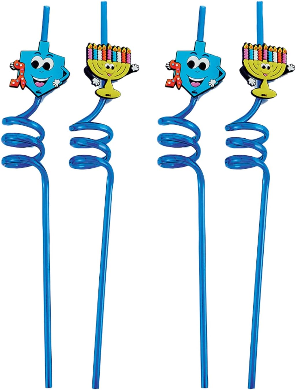 Rite Lite Set of 4 Chanukah Straws with Dreidels and Menorahs