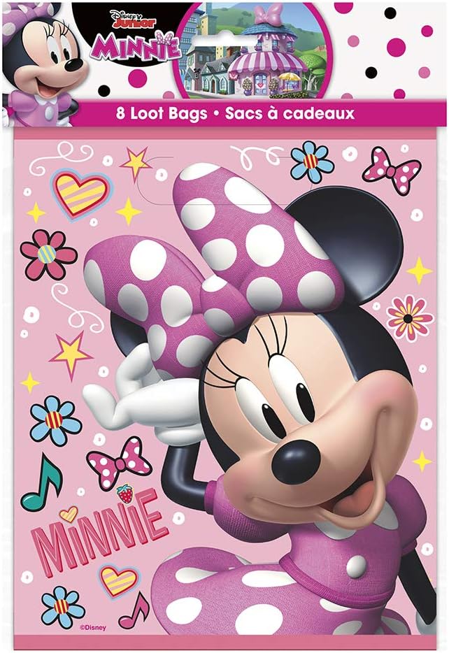 Unique Iconic Minnie Mouse Plastic Party Bags - 8 Pcs