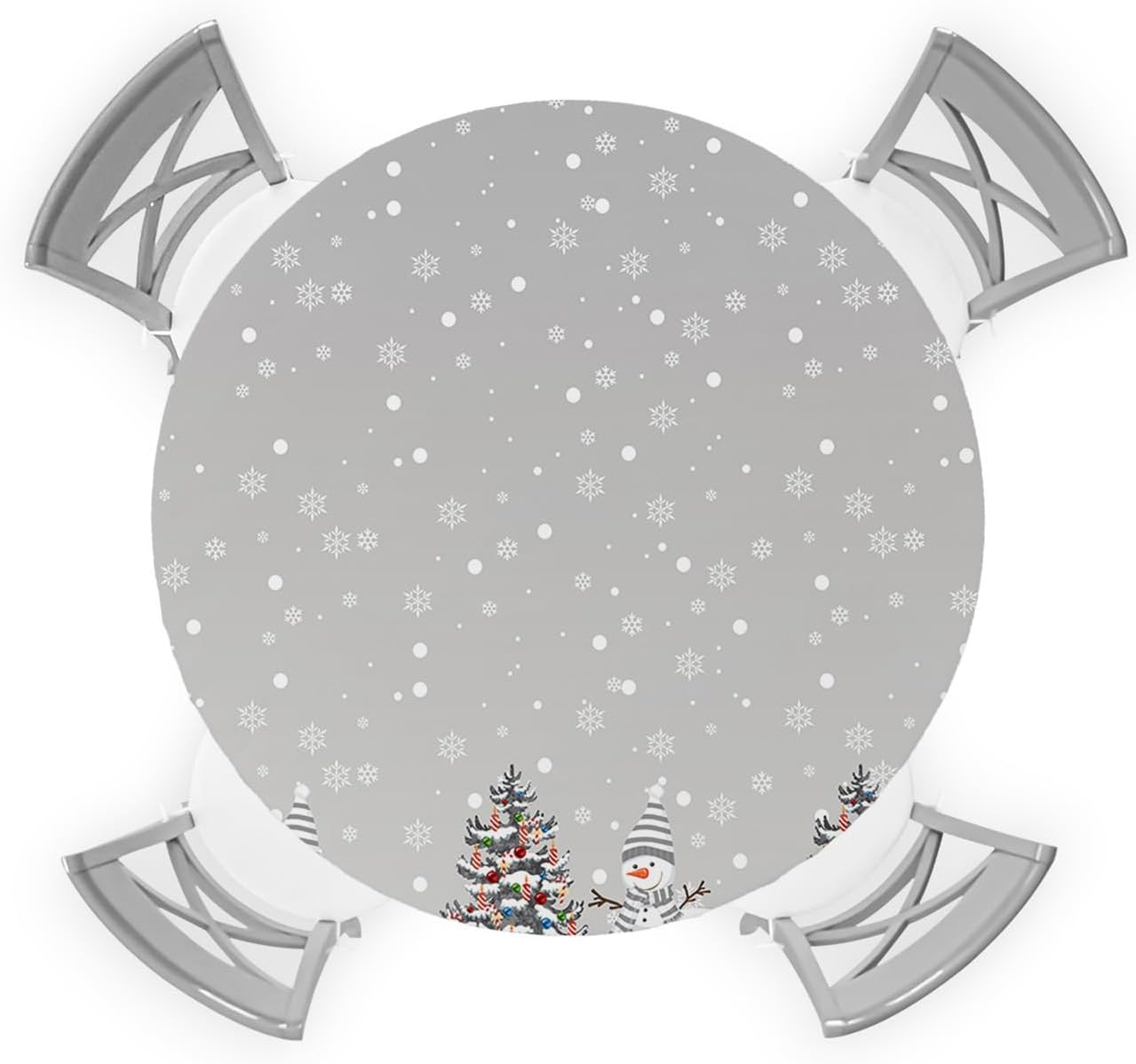 Christmas Round Waterproof Table Cover with Elastic Wipes