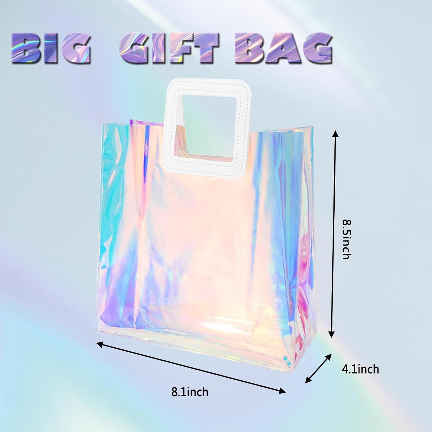 Voittozege 20Pcs Clear Holographic Gift Bags with Handle