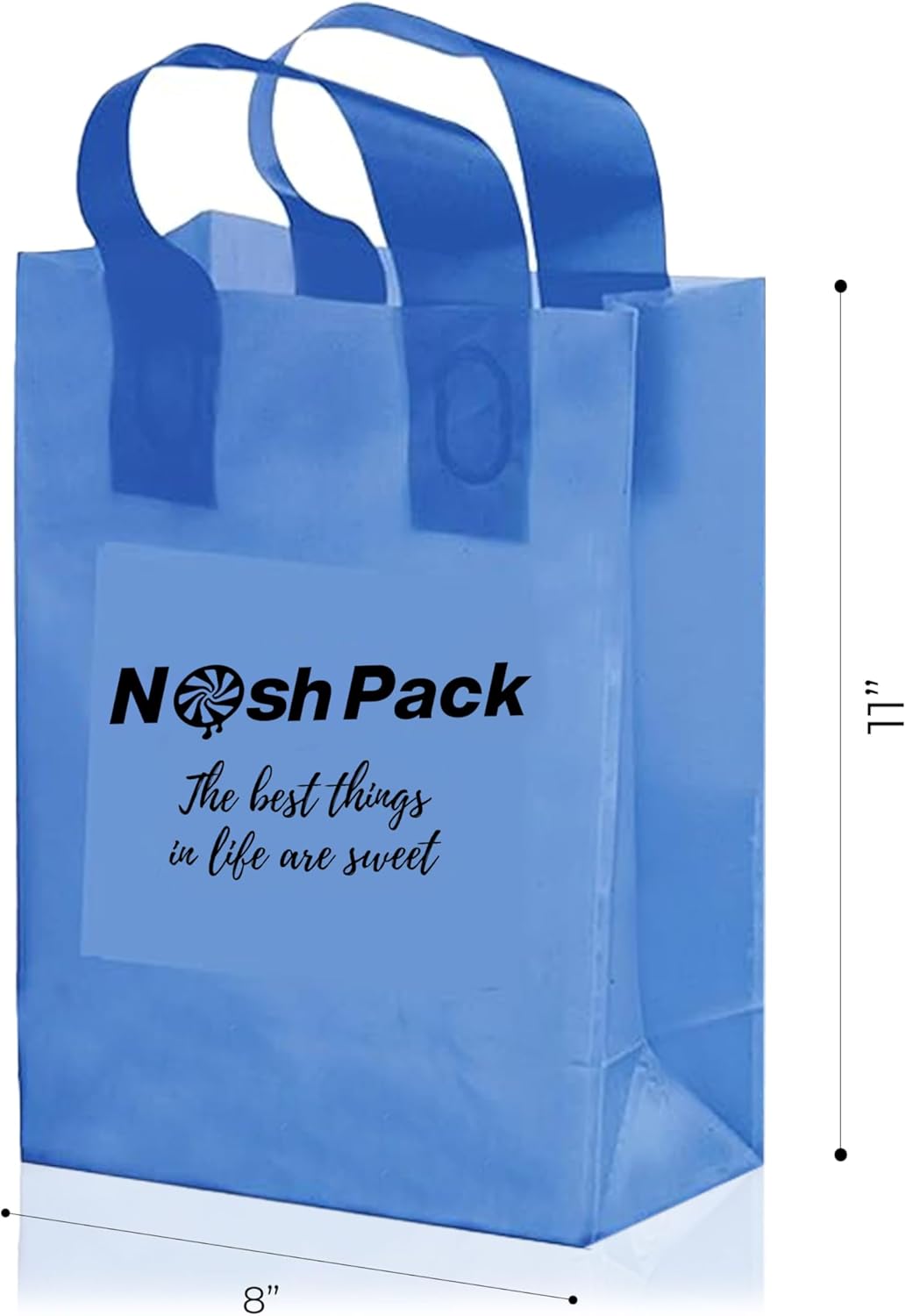 NOSH PACK 100 Blue Clear Tote Gift Bags with Handles