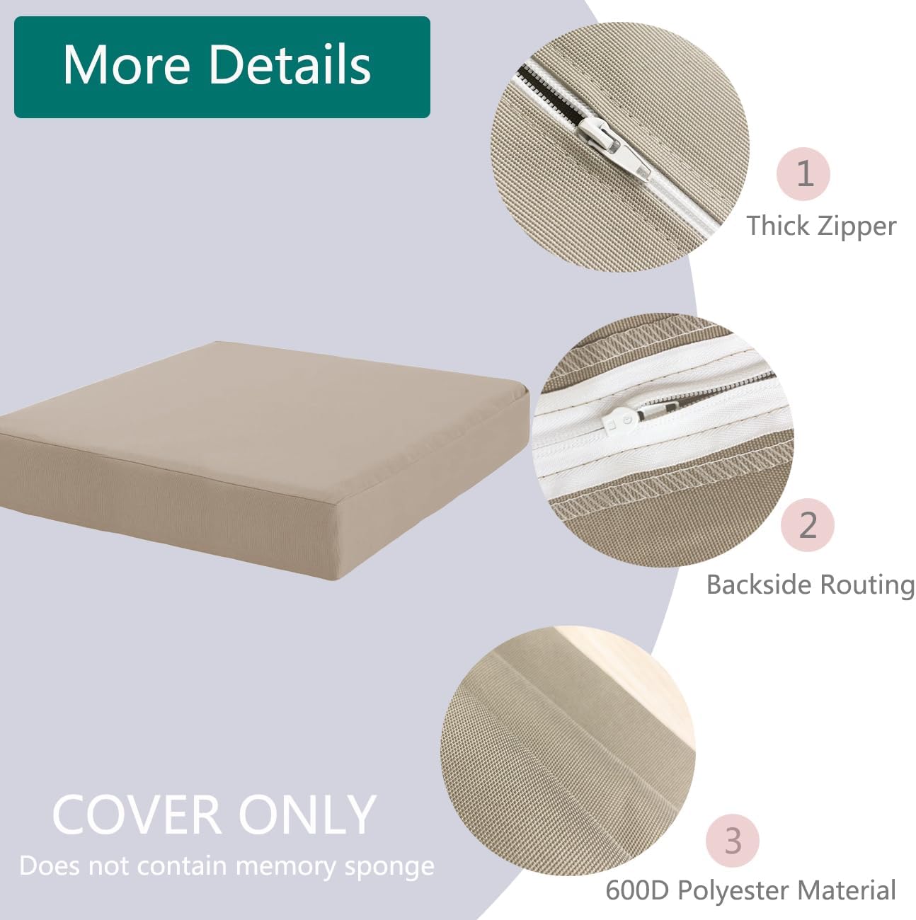 Sqodok 25x27 inch Outdoor Cushion Covers Set of 4 Tan