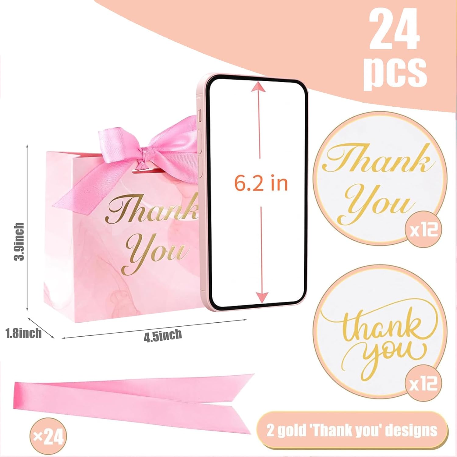 VGOODALL 24PCS Mini Party Favor Bags with Bow Ribbon for Events