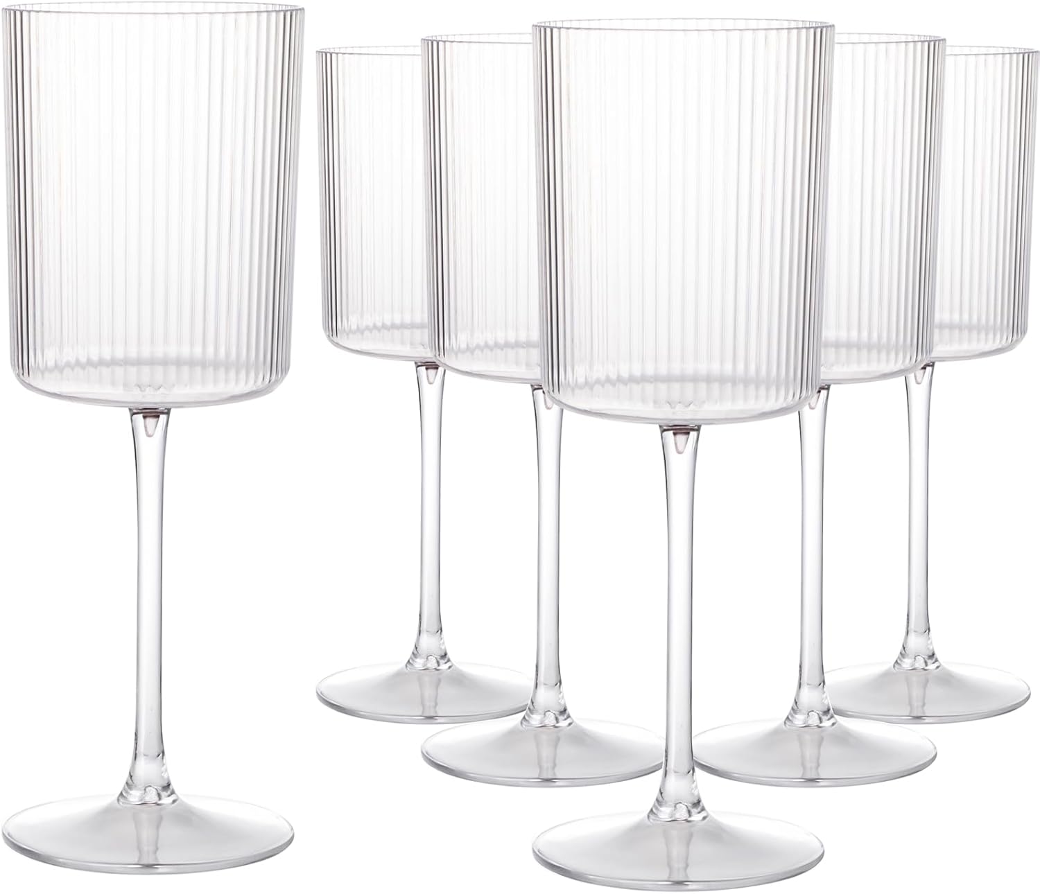 Ciaell 12PCS Plastic Ribbed Wine Glasses with Stem