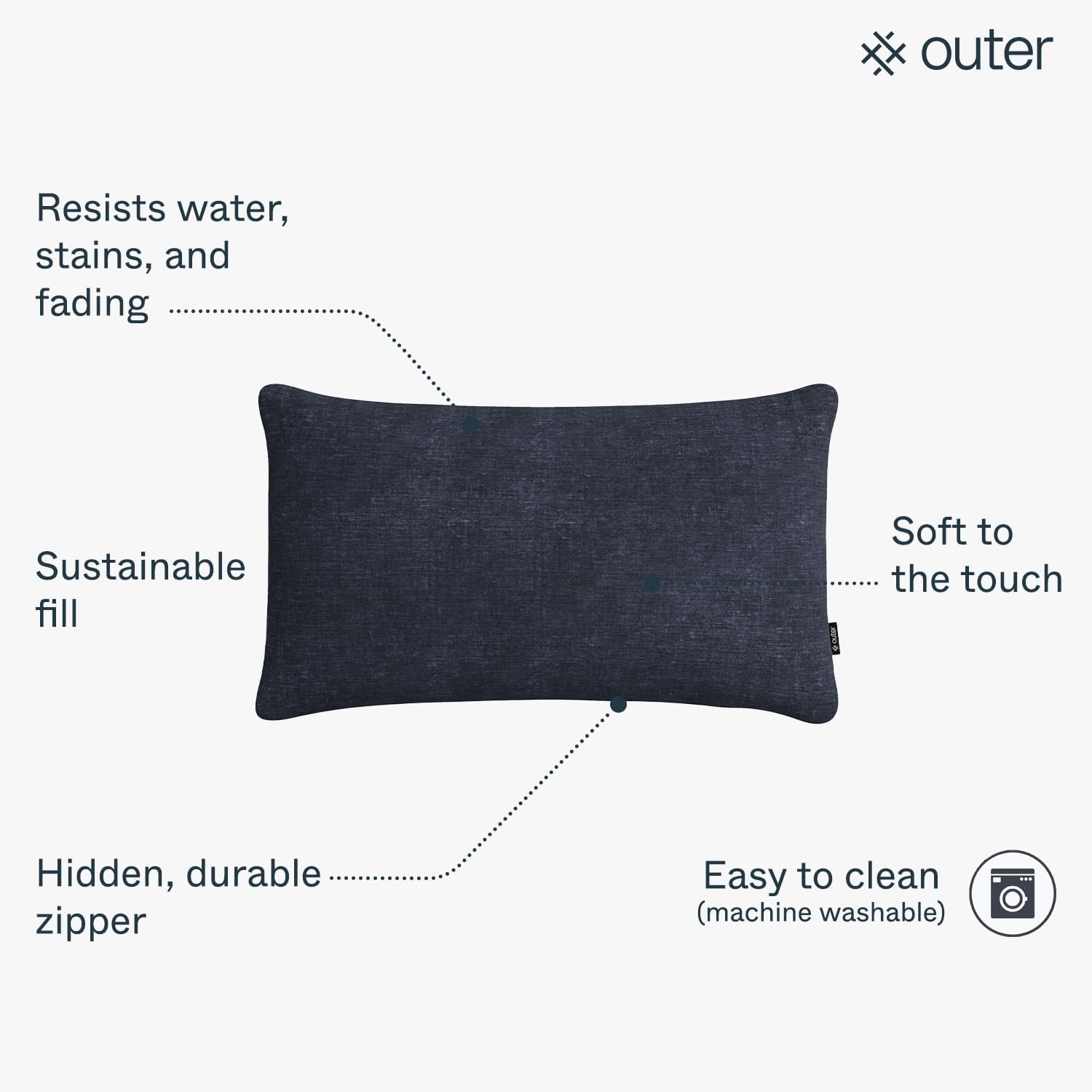 Outer Outdoor Throw Pillow with OuterWeave Fabric