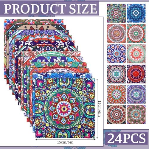 24 Pcs Mandala Microfiber Cleaning Cloths for Glasses