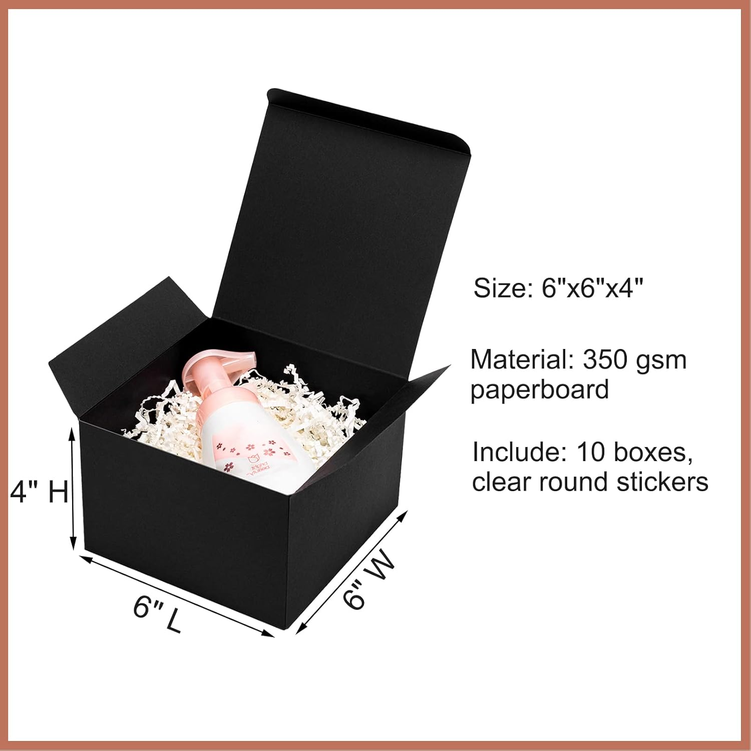 Mcfleet Black Gift Boxes with Lids 10 Pack
