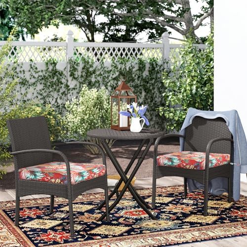 IN4 Care Patio Cushion Covers with Ties 2 Pack Chili Red Floral