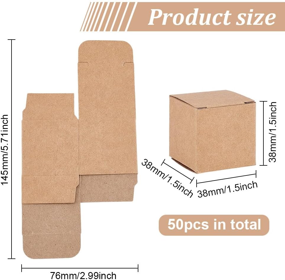BENECREAT 50PCS Brown Paper Gift Boxes with Lids