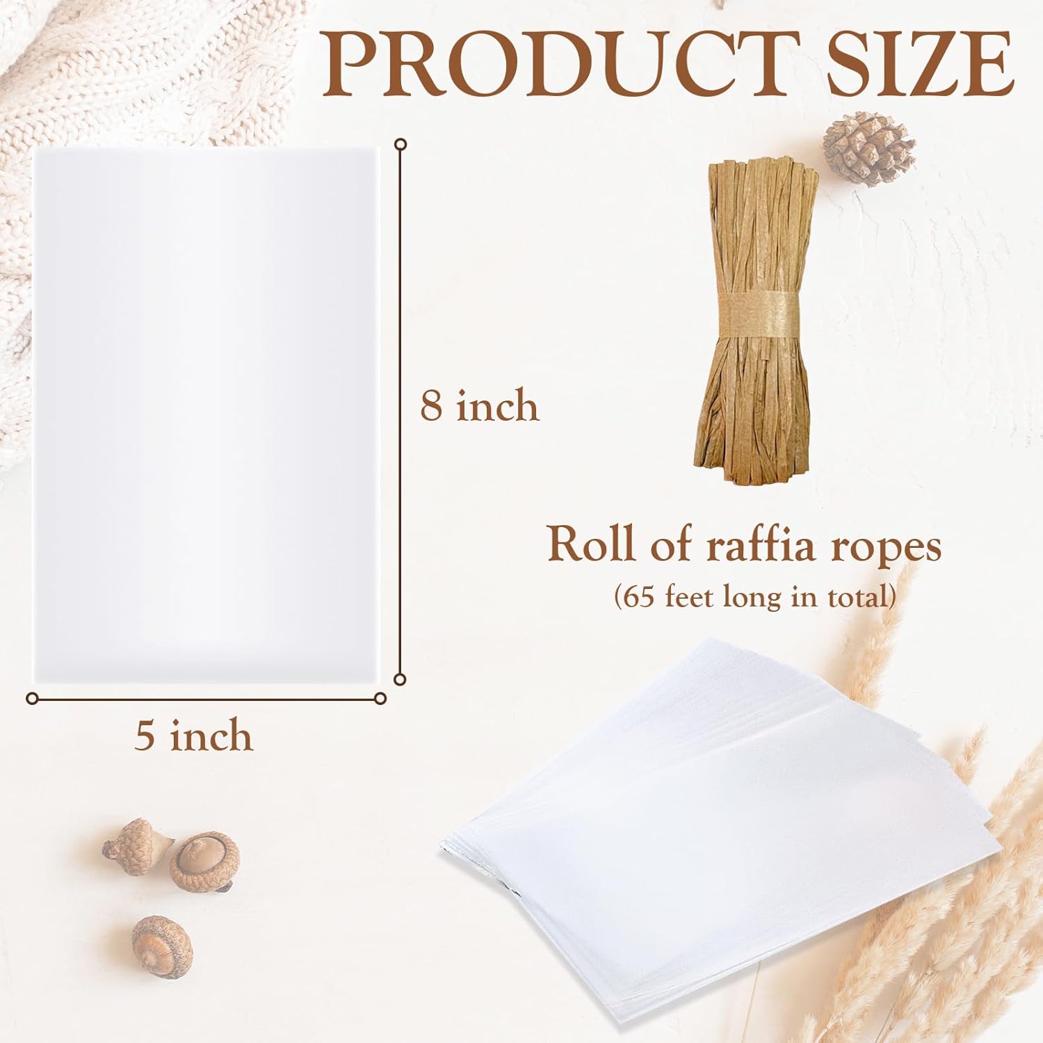 Miraclekoo 100pc Clear Soap Bags 5x8 Inch with Raffia Rope