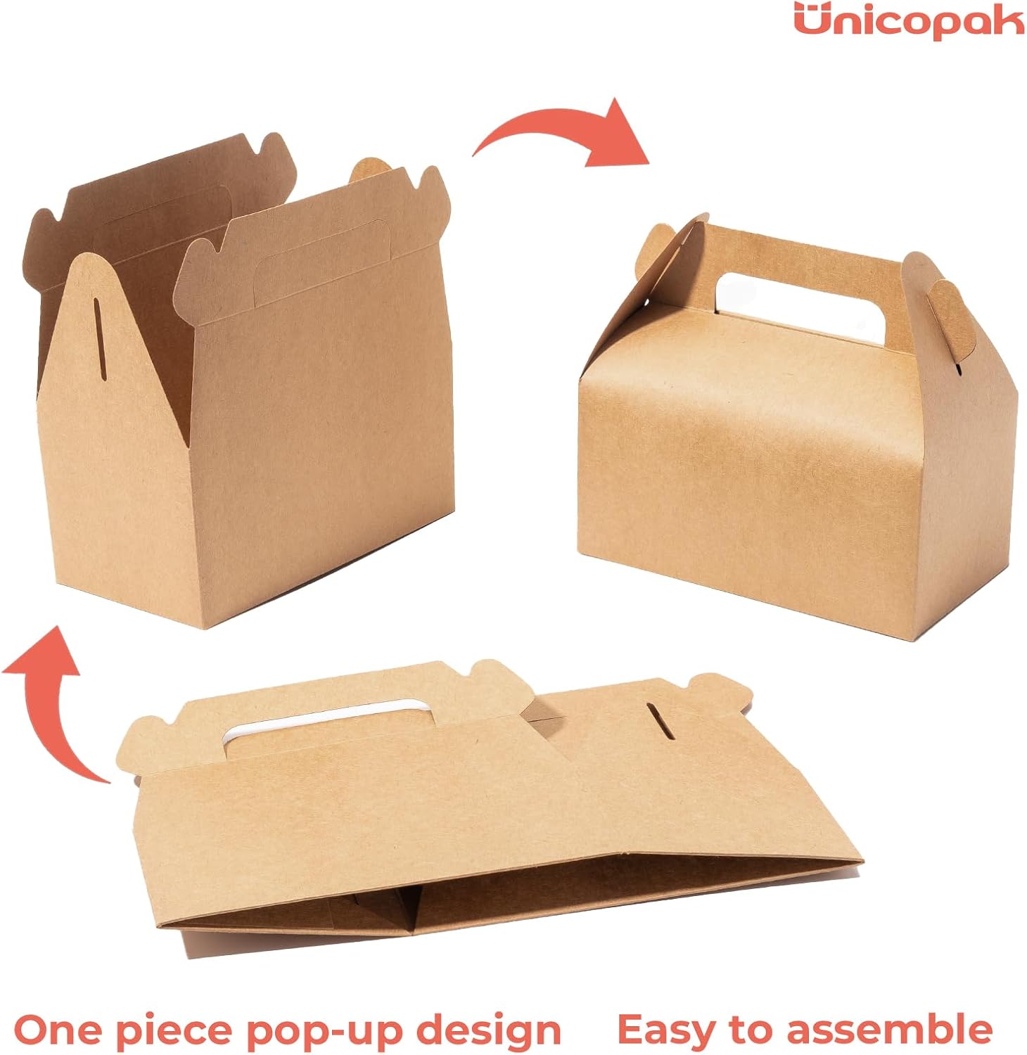 UnicoPak 10 Pack Brown Gable Treat Boxes