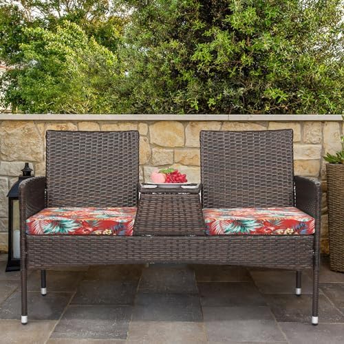 IN4 Care Patio Cushion Covers with Ties 2 Pack Chili Red Floral