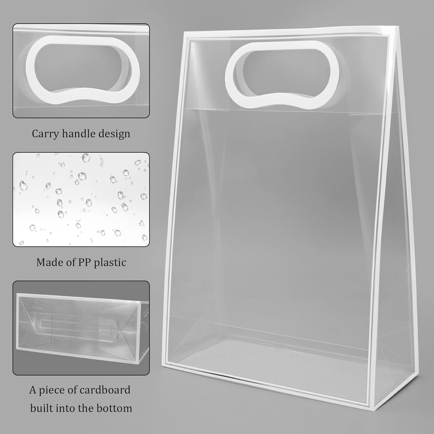 15 Pack Clear Plastic Gift Bags with Handle