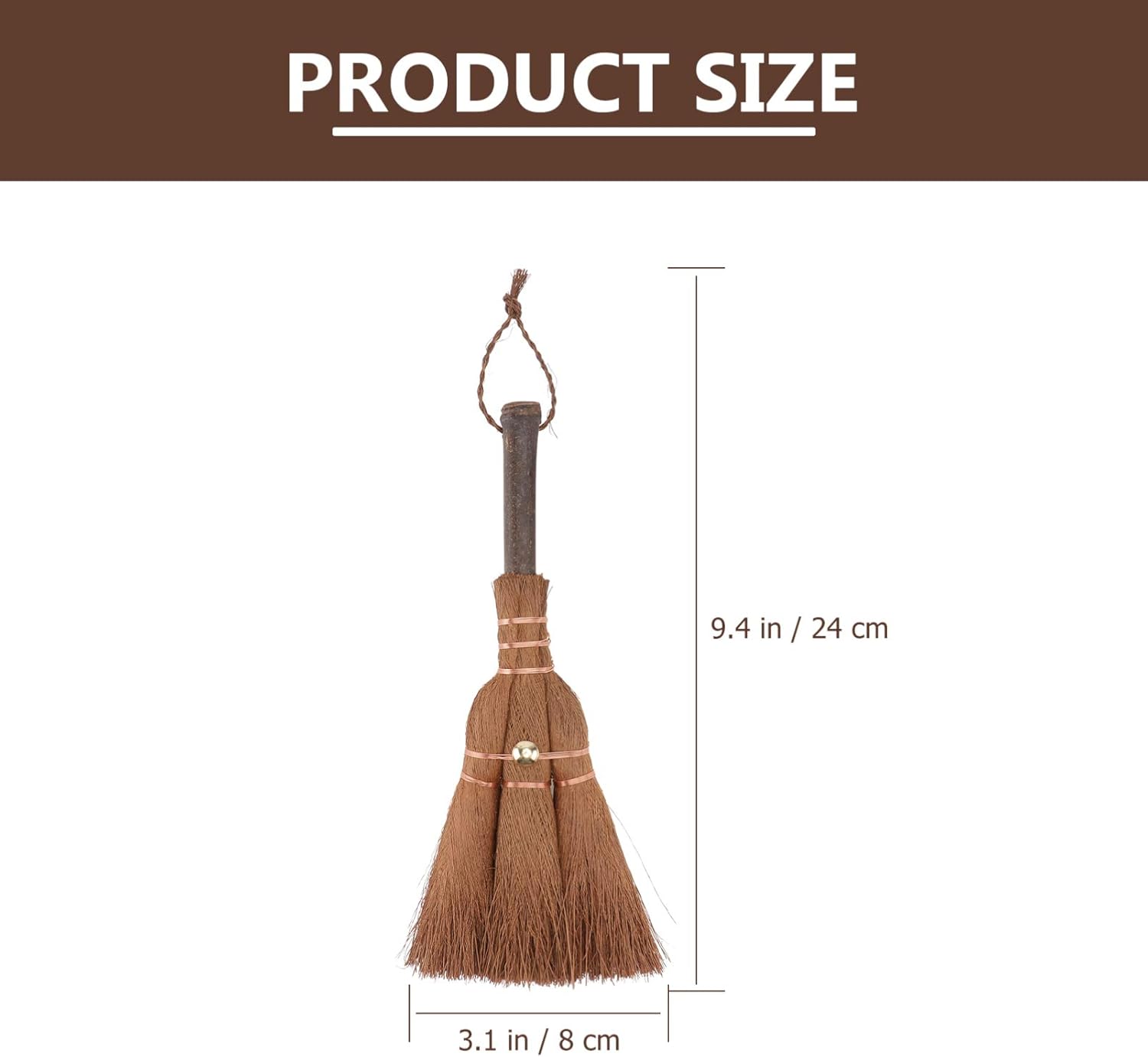 Yardwe Mini Palm Broom for Dining Tables and Countertops Brown 2 Pack