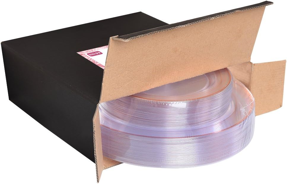 I00000 60 Pcs Rose Gold Plastic Plates Set