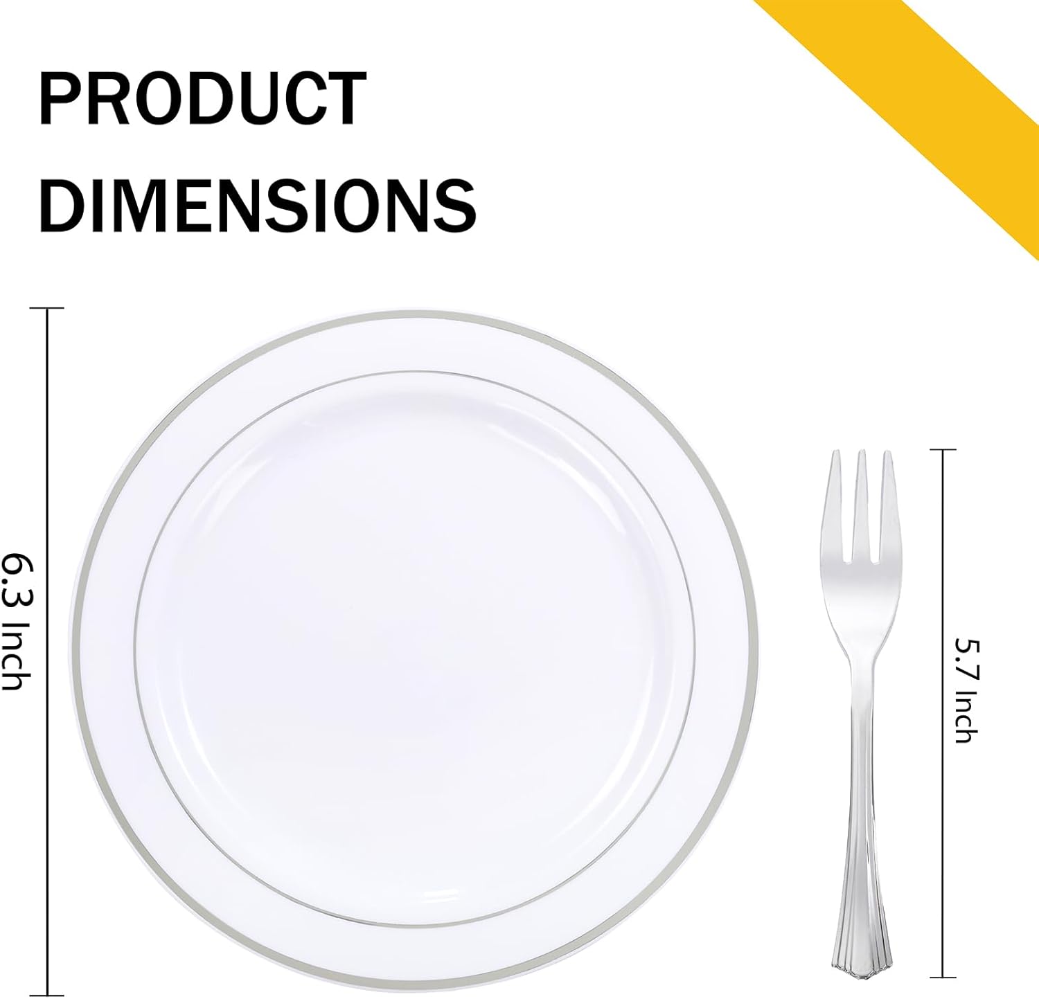 WELLIFE 240PCS Silver Plastic Dessert Plates with 120PCS Forks