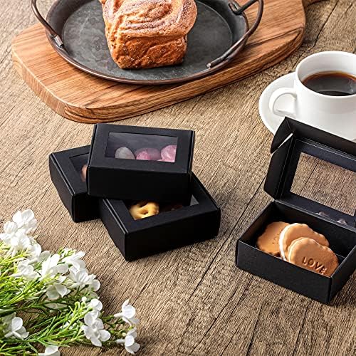 Zonon 30 Pcs Mini Kraft Soap Boxes with Window Black