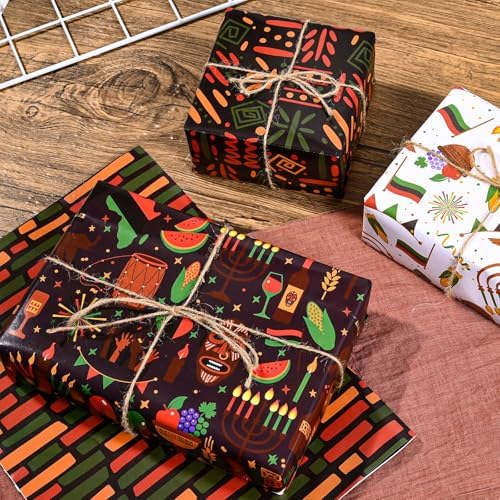 Sanixin 12 Sheet Black History Month Gift Wrap Paper