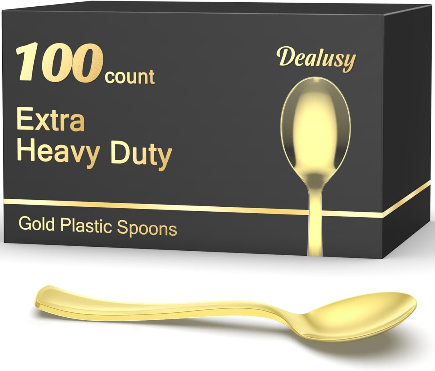 100 Count Heavy Duty Gold Plastic Spoons