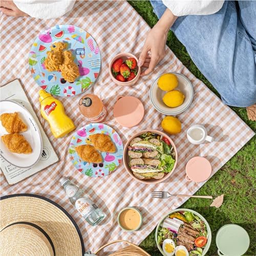 80PCS Summer Beach Paper Plates Set for Pool Parties