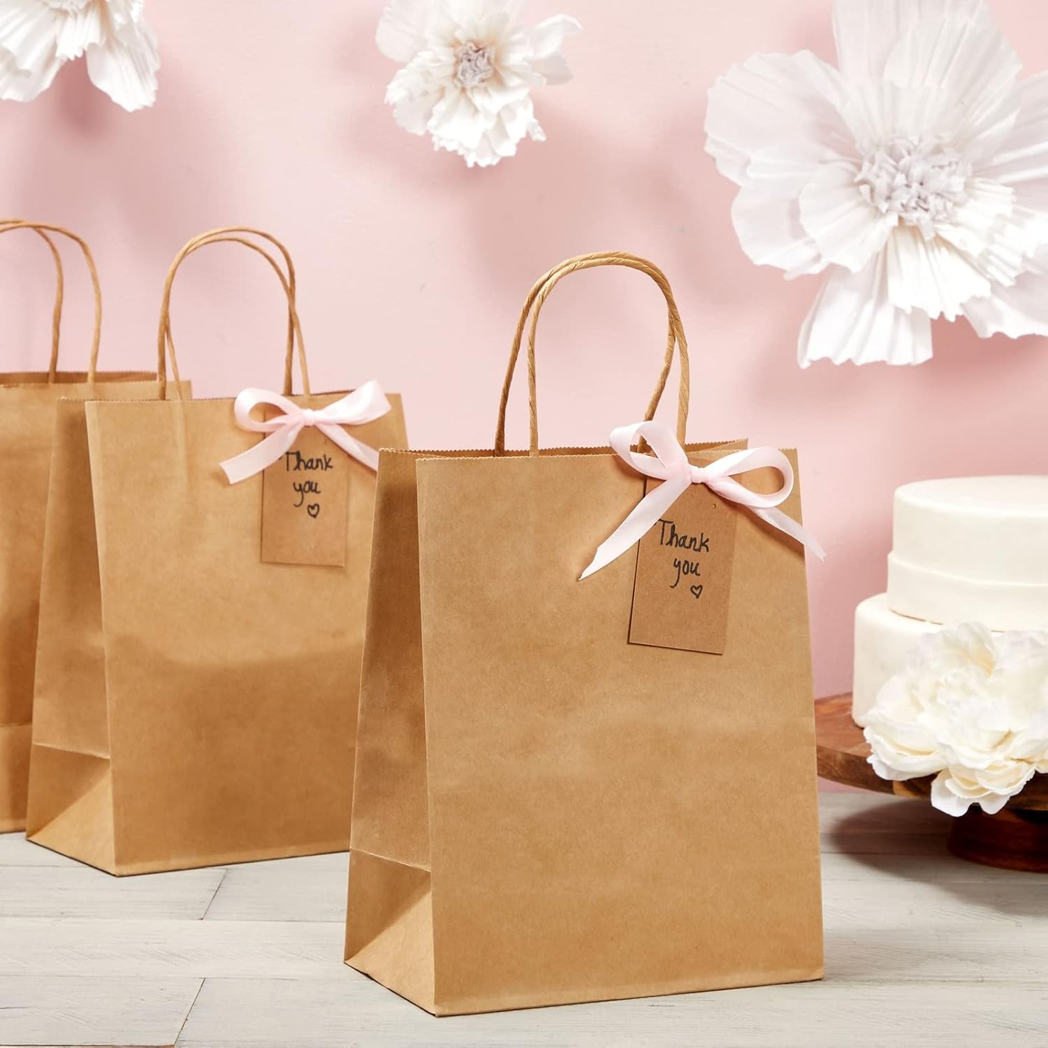 Juvale Brown Gift Bags with Handles - 12 Pack