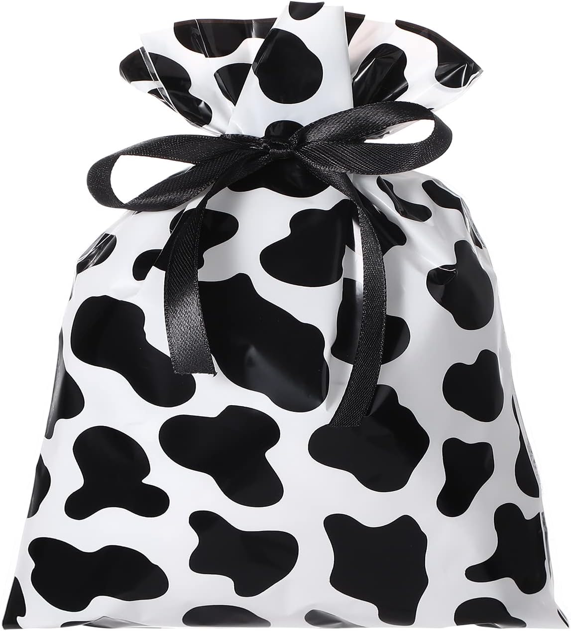 Tinlade 60 Piece 6x9 Inch Cow Cellophane Bags with 25 Yard Ribbon