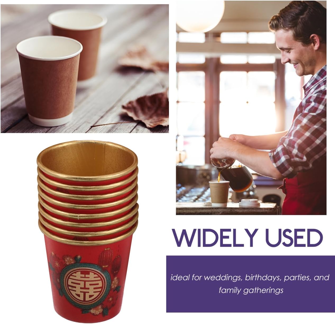 Garneck 50 Pack Paper Cups for Wedding Party Decorations