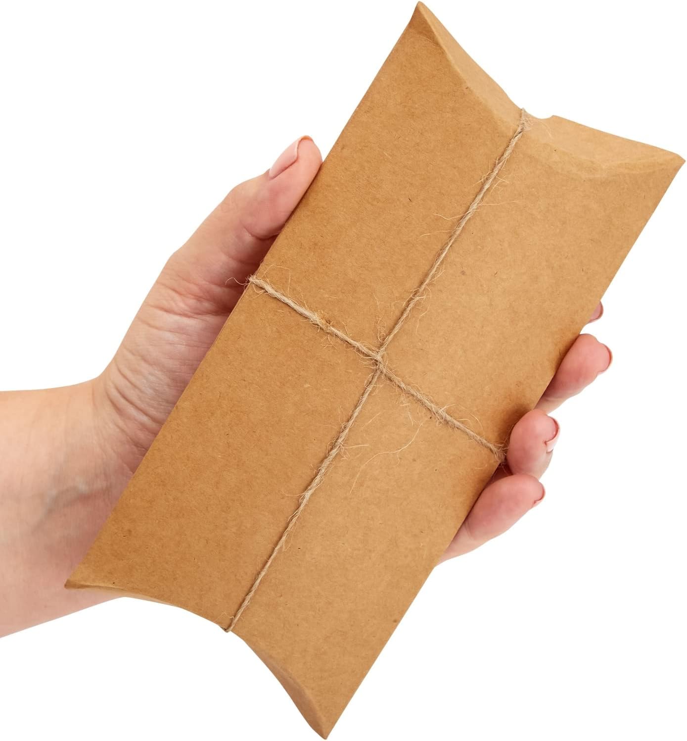 100 Pack Pillow Boxes with Jute Twine for Gifts