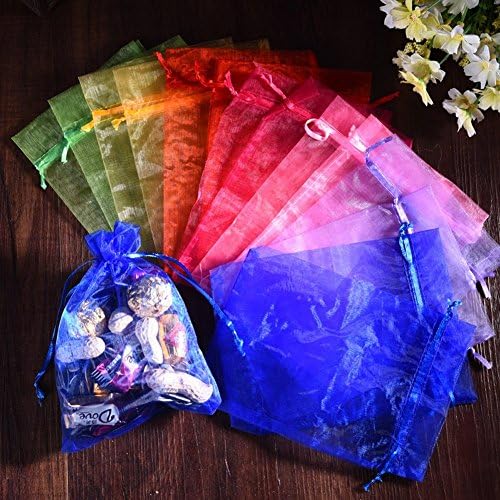 Wudygirl 100 Pcs Drawstring Organza Bags 5x7 Inches