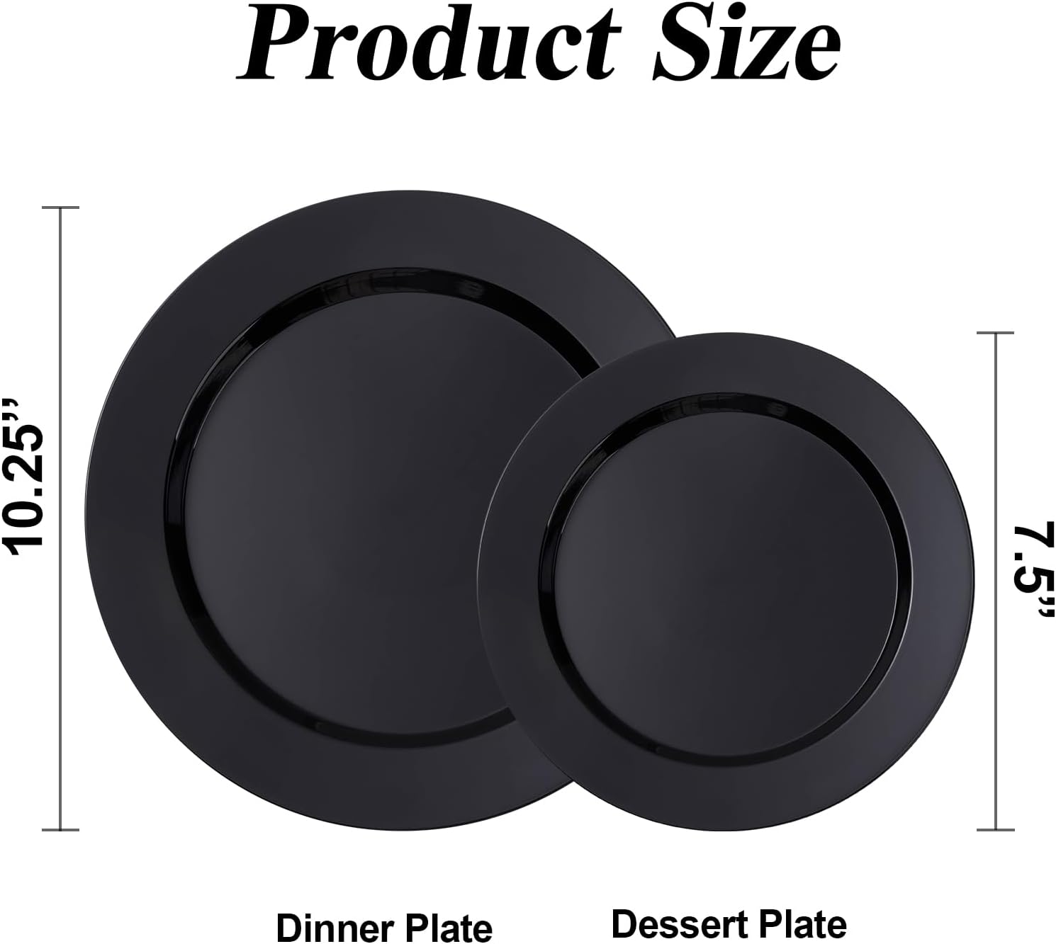 200PCS Black Plastic Plates Set for Parties and Weddings