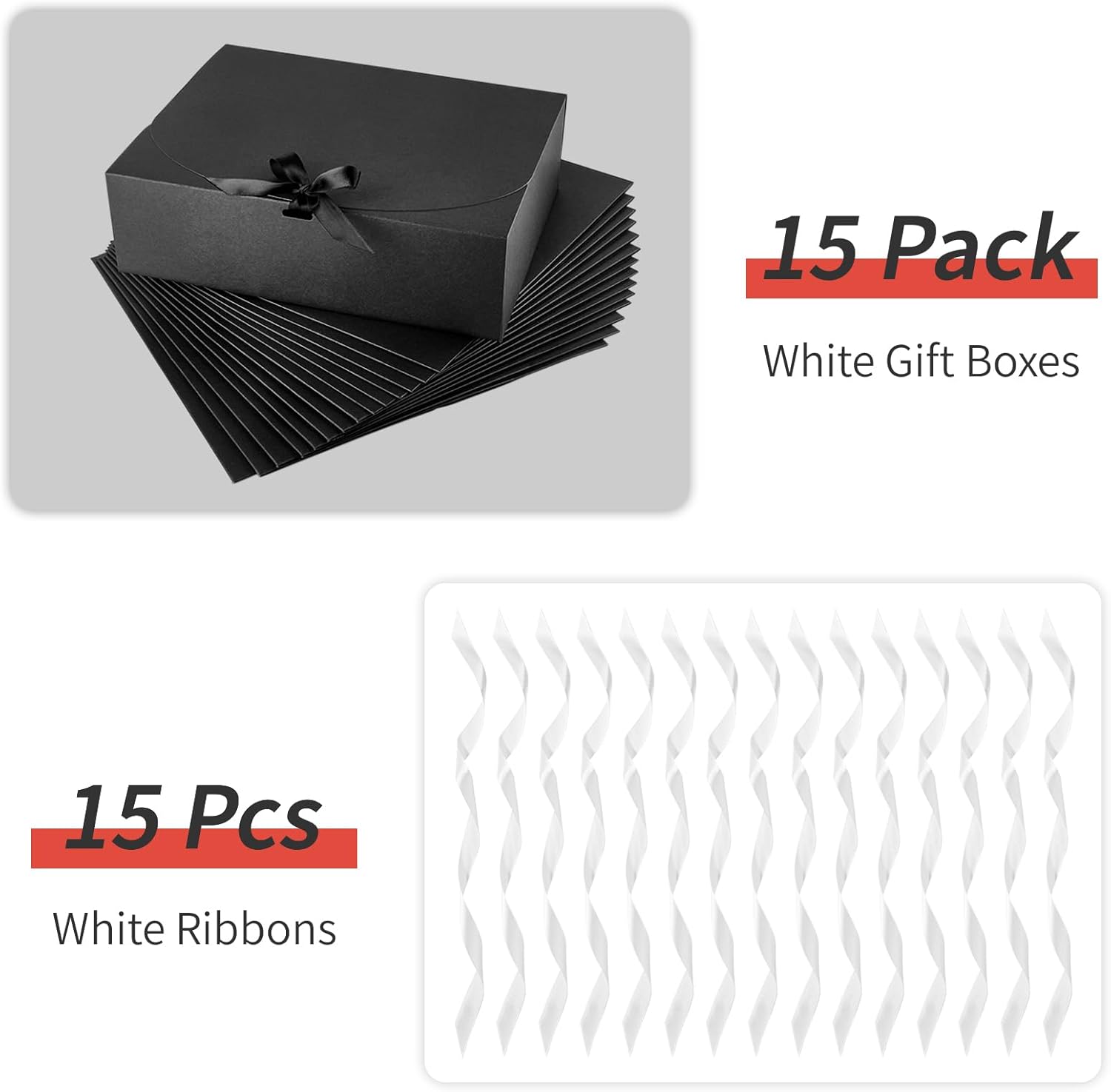 Kucoele 15 Piece Gift Boxes with Lids Black
