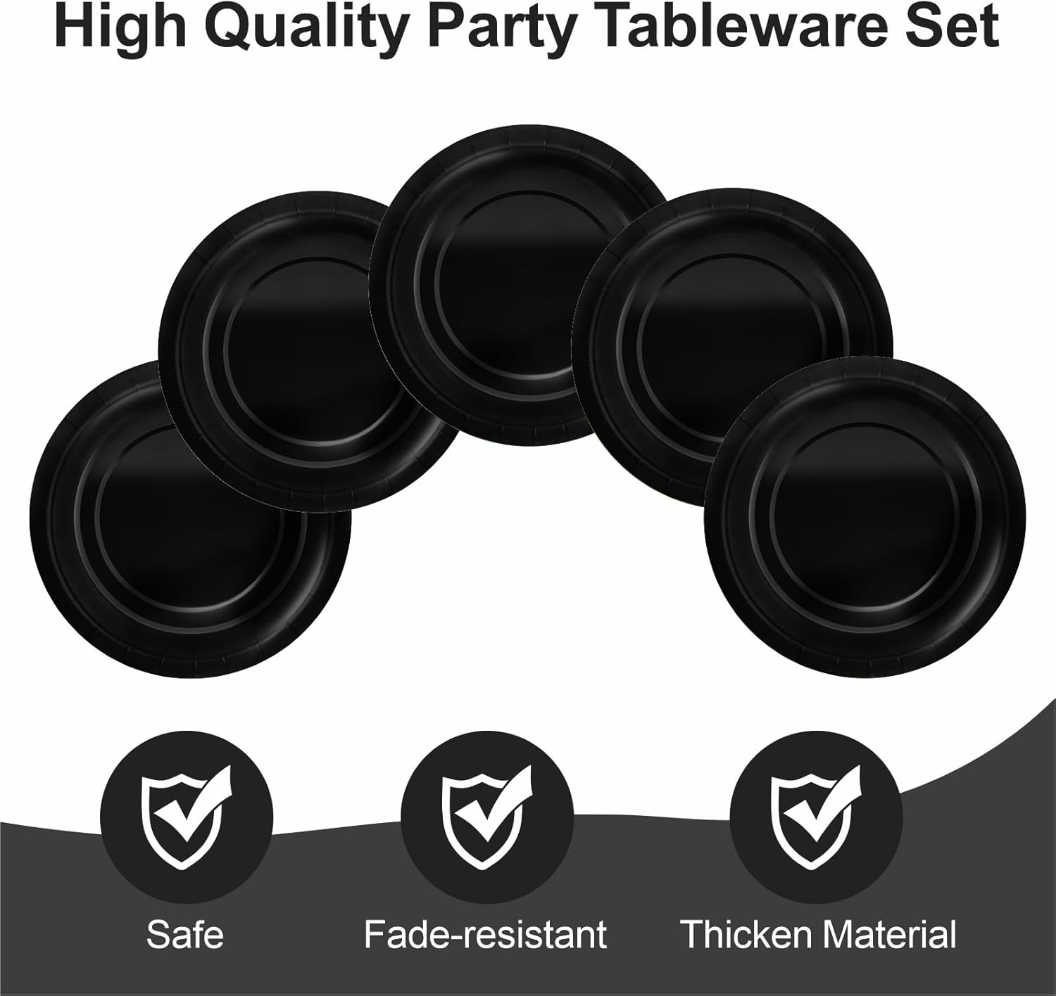 40Pcs Black Disposable Paper Plates Set for Parties and Events