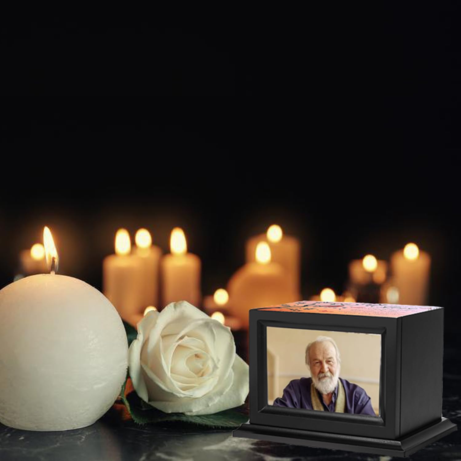 Wooden Cremation Urn With Photo Frame For Human Ashes