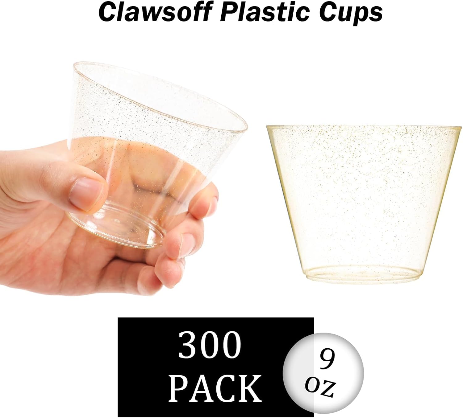300 Count 9 Oz Gold Plastic Cups for Parties
