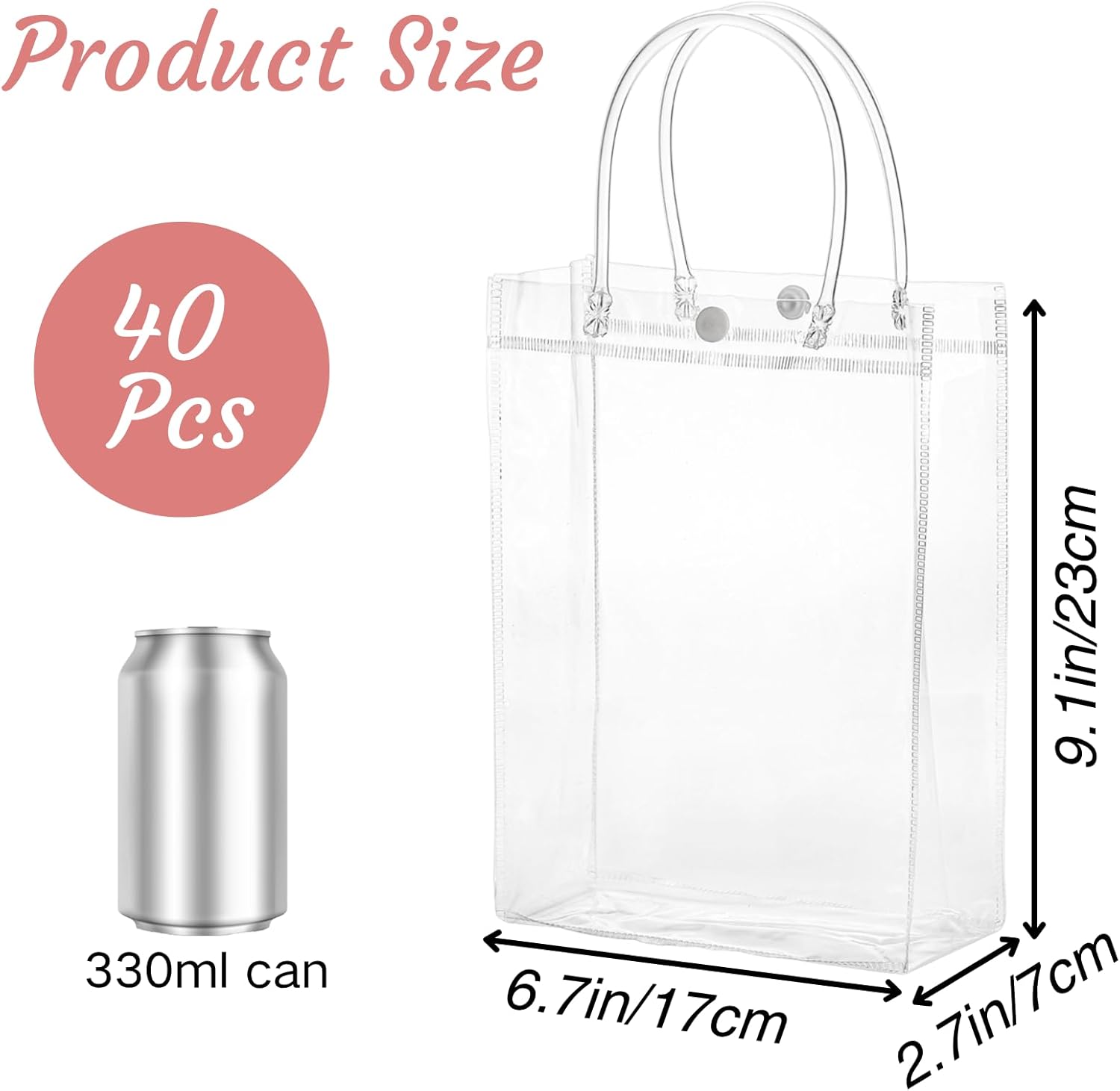 Youeon 40 Pcs Clear PVC Gift Bags with Handles