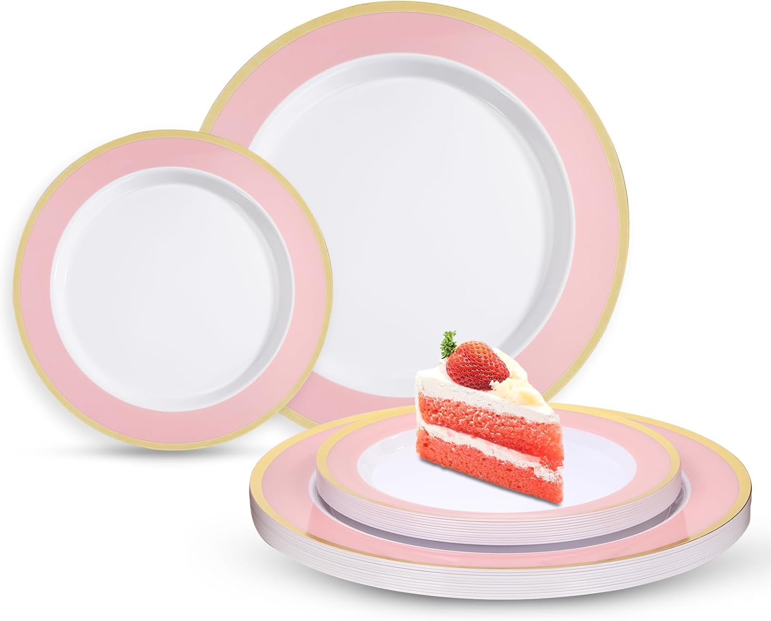 Glowserve 20 Pack Pink Plastic Plates for Parties