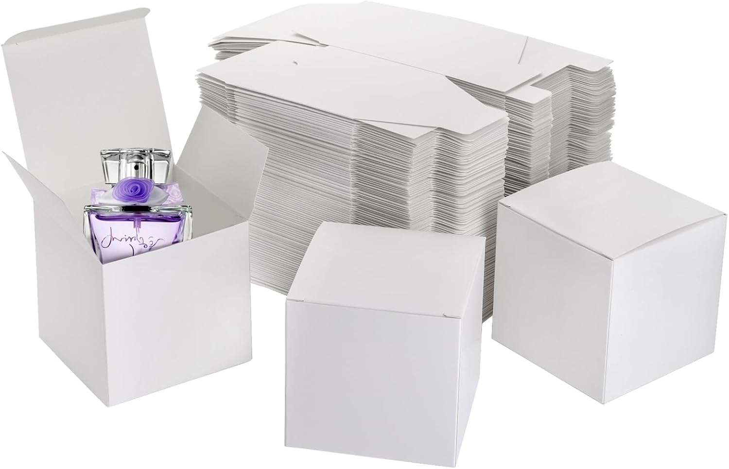 Jucoan 100 Pack White Kraft Gift Boxes with Lids