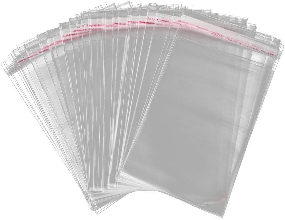 Borningfire 200 Pcs 6x8 Clear Resealable Cellophane Bags