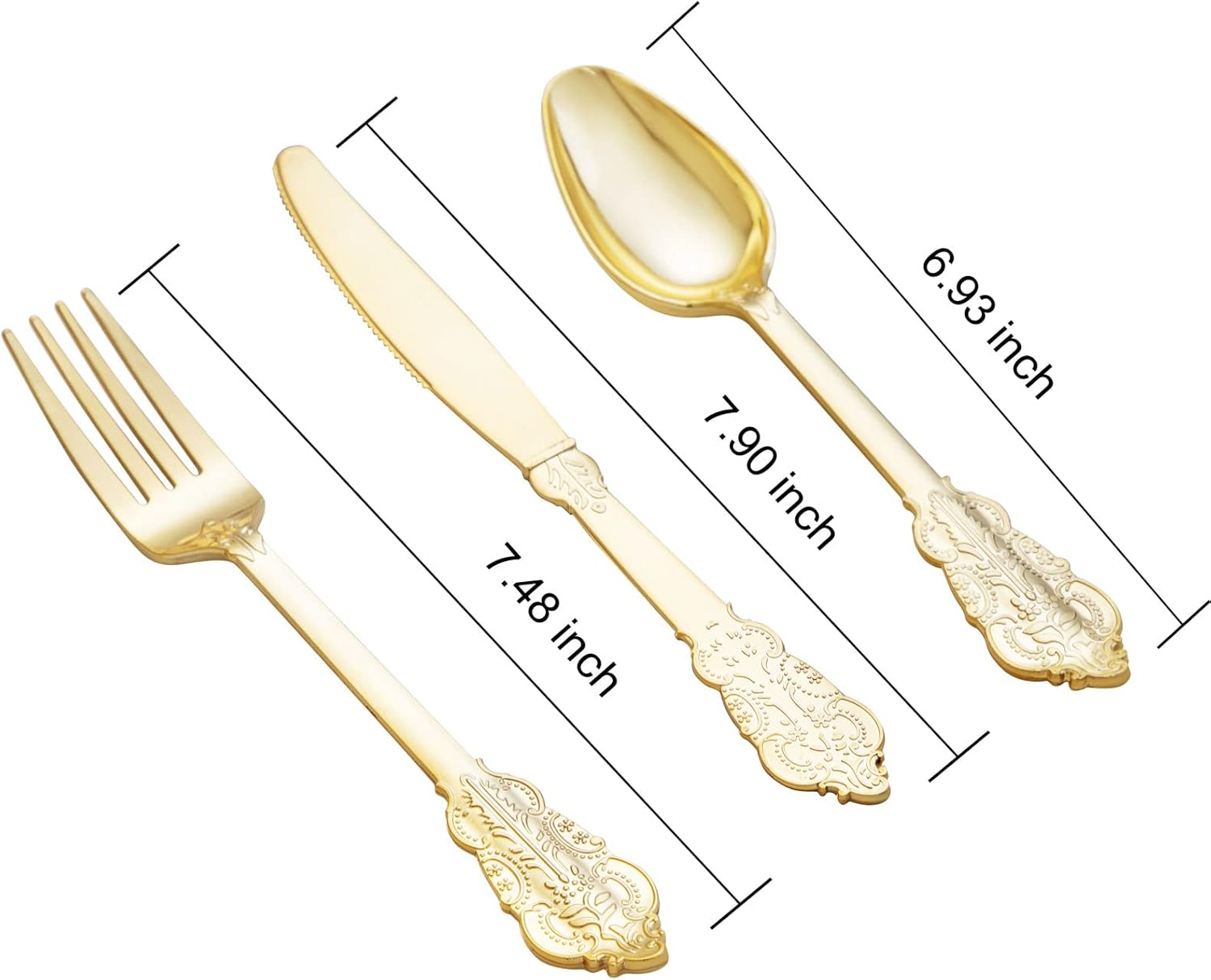 BUCLA 600 Pieces Gold Plastic Silverware Set