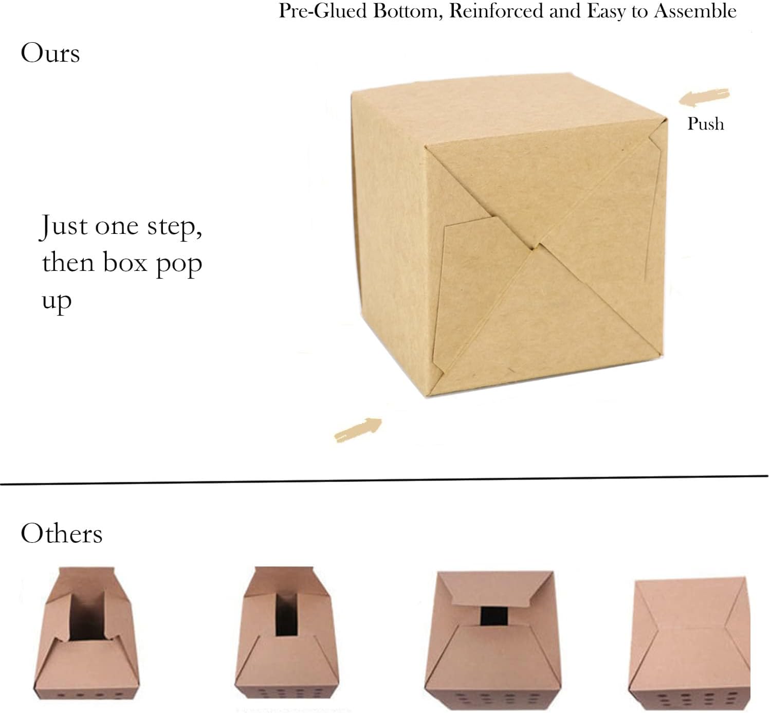 25 Pcs Brown Paper Gift Boxes 3x3x3 Inch Set